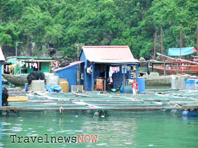 A floating village on Halong Bay
