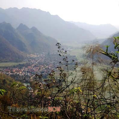 A bird's eye view of Mai Chau Valley, Hoa Binh, Vietnam