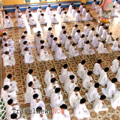 A mass of Cao Dai Religion at Tay Ninh