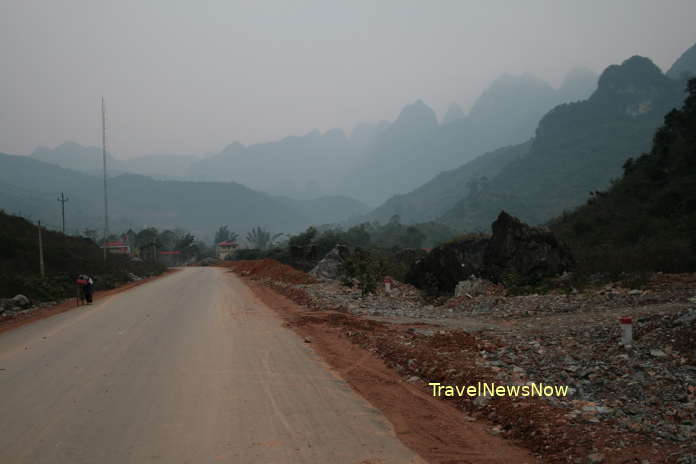 Scenic landscape at Ha Quang from where we can travel to Pac Bo, Cao Bang, or Meo Vac in Ha Giang