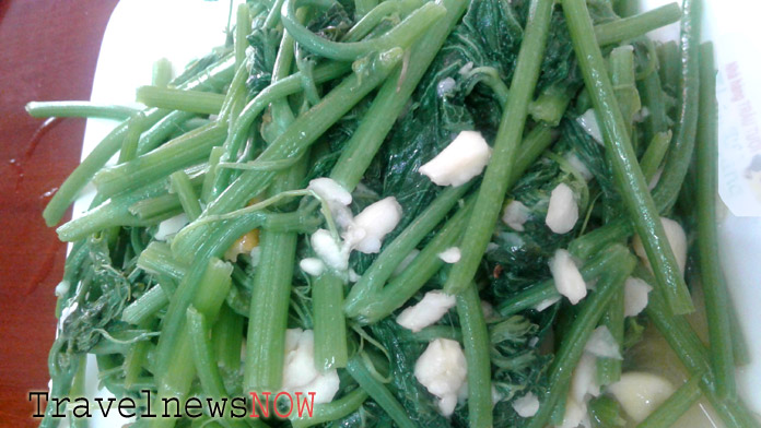 Stir fried squash leaves, shoots and stems