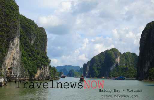  A scenic passage on Halong Bay